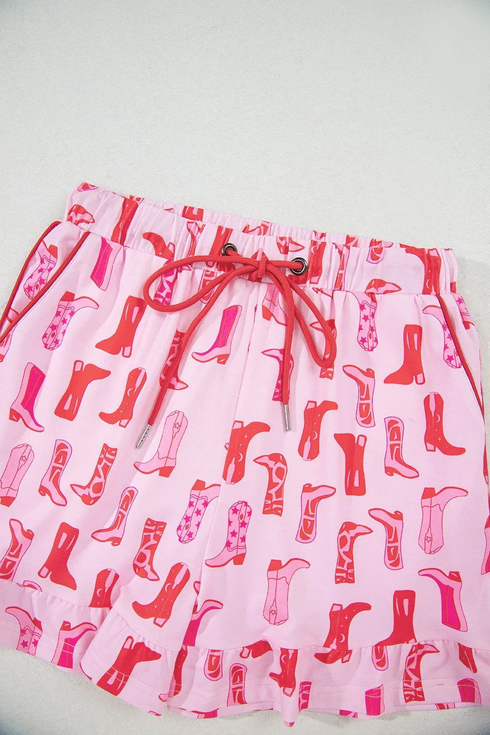Cowgirl Boots Printed Shirt and Shorts Set OutfitFlow