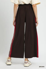 Umgee Wide Leg Pants with Contrast Side Trim OutfitFlow