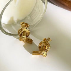18K Gold-Plated Twisted Knot Stud Earrings OutfitFlow