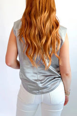 Round Neck Satin Tank Top OutfitFlow
