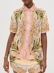 Button Up Short Sleeve Shirt and Shorts Set OutfitFlow