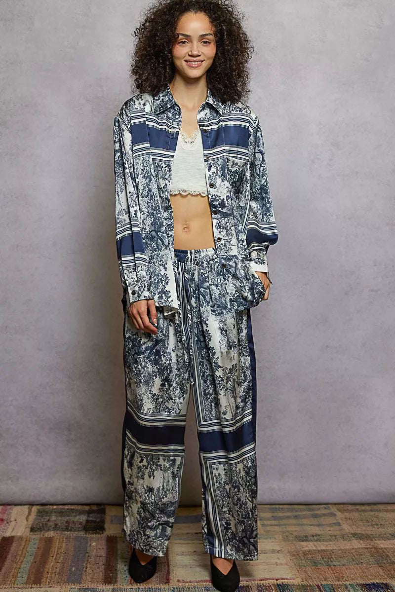 POL Floral Printed Woven Wide Leg Drawstring Pants OutfitFlow