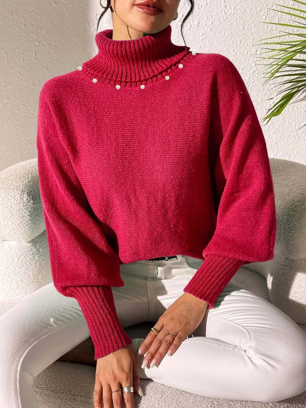 Turtleneck Long Sleeve Sweater OutfitFlow