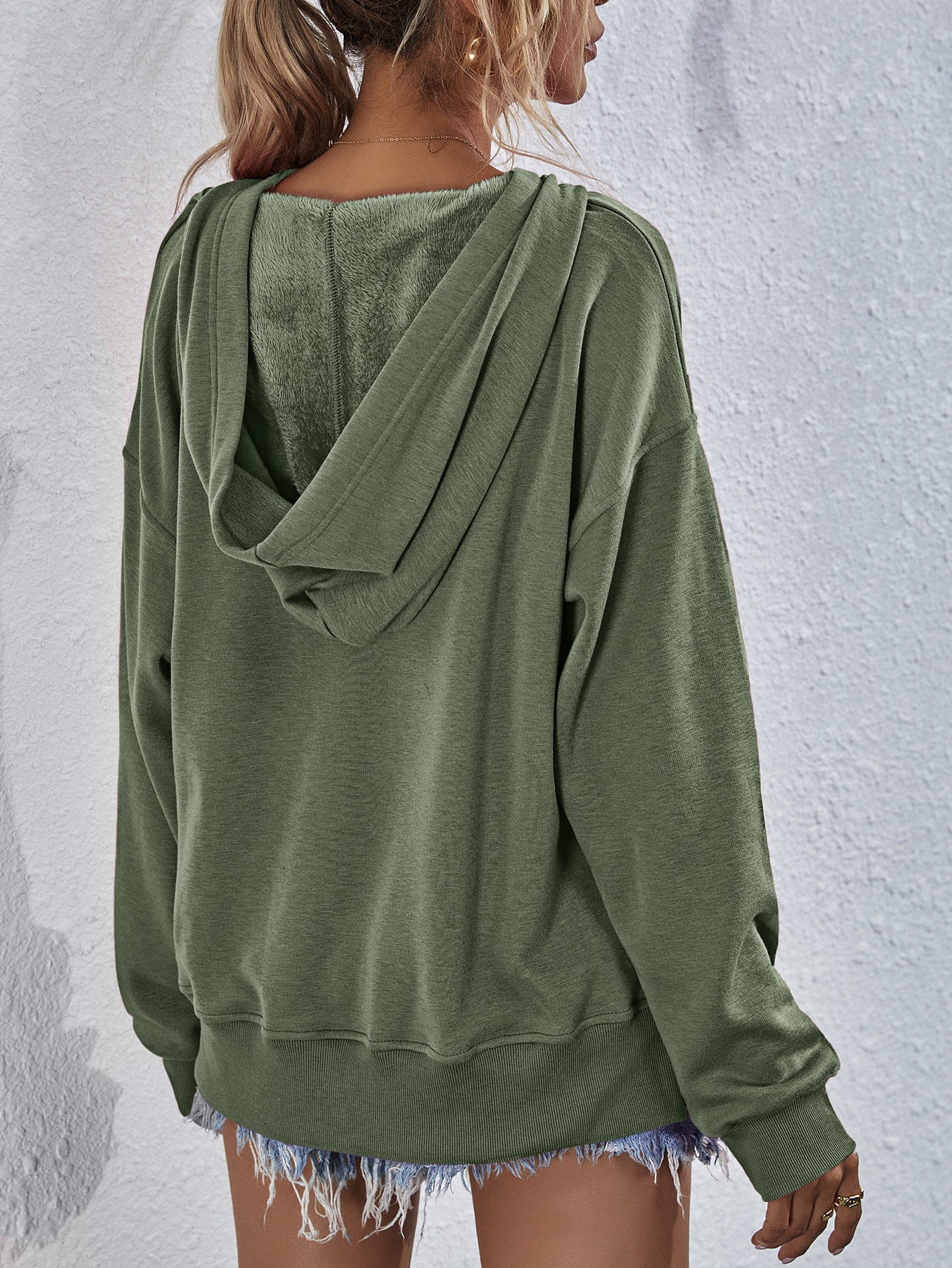 Outfit Flow - Dropped Shoulder Slit Hoodie