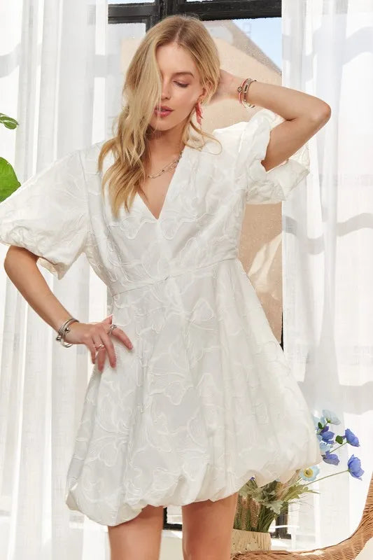 ADORA Puff Sleeve Floral Dress OutfitFlow