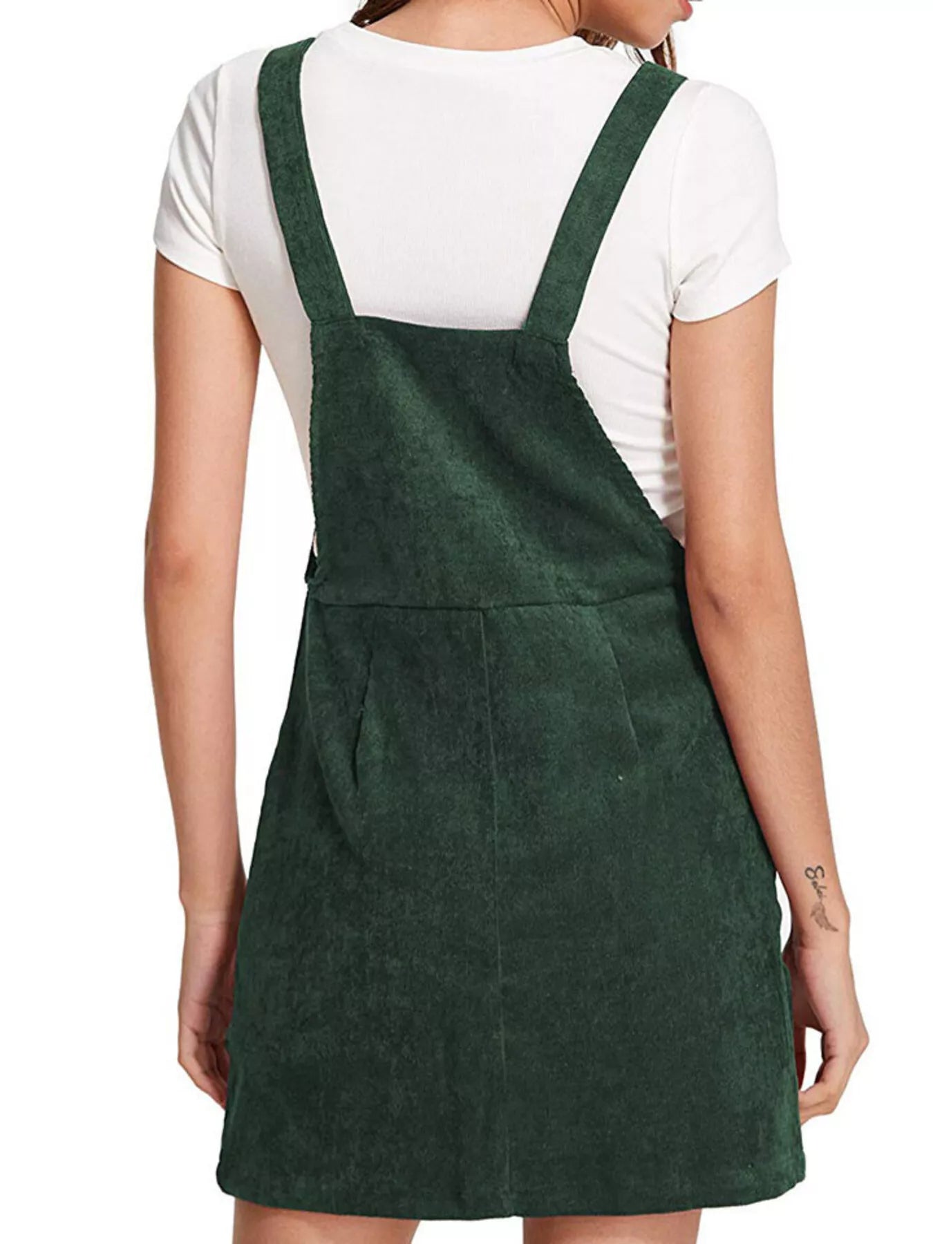 Corduroy Wide Strap Overall Dress OutfitFlow