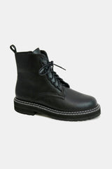 Beast Fashion Faux Leather Lace-Up Boots with Side Zipper