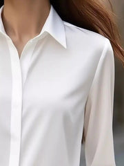 Button Down Collared Neck Long Sleeve Shirt OutfitFlow