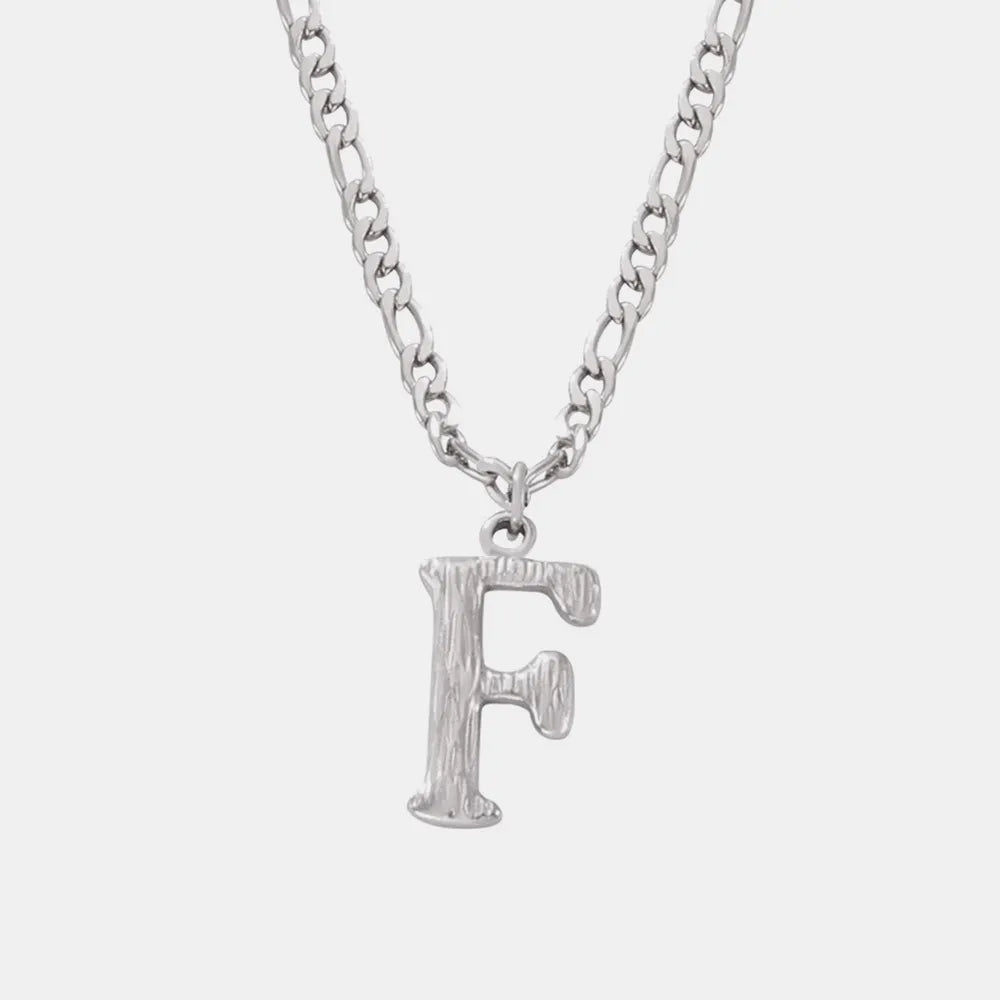 Titanium Steel Letter Pendant Necklace Style F One Size OutfitFlow