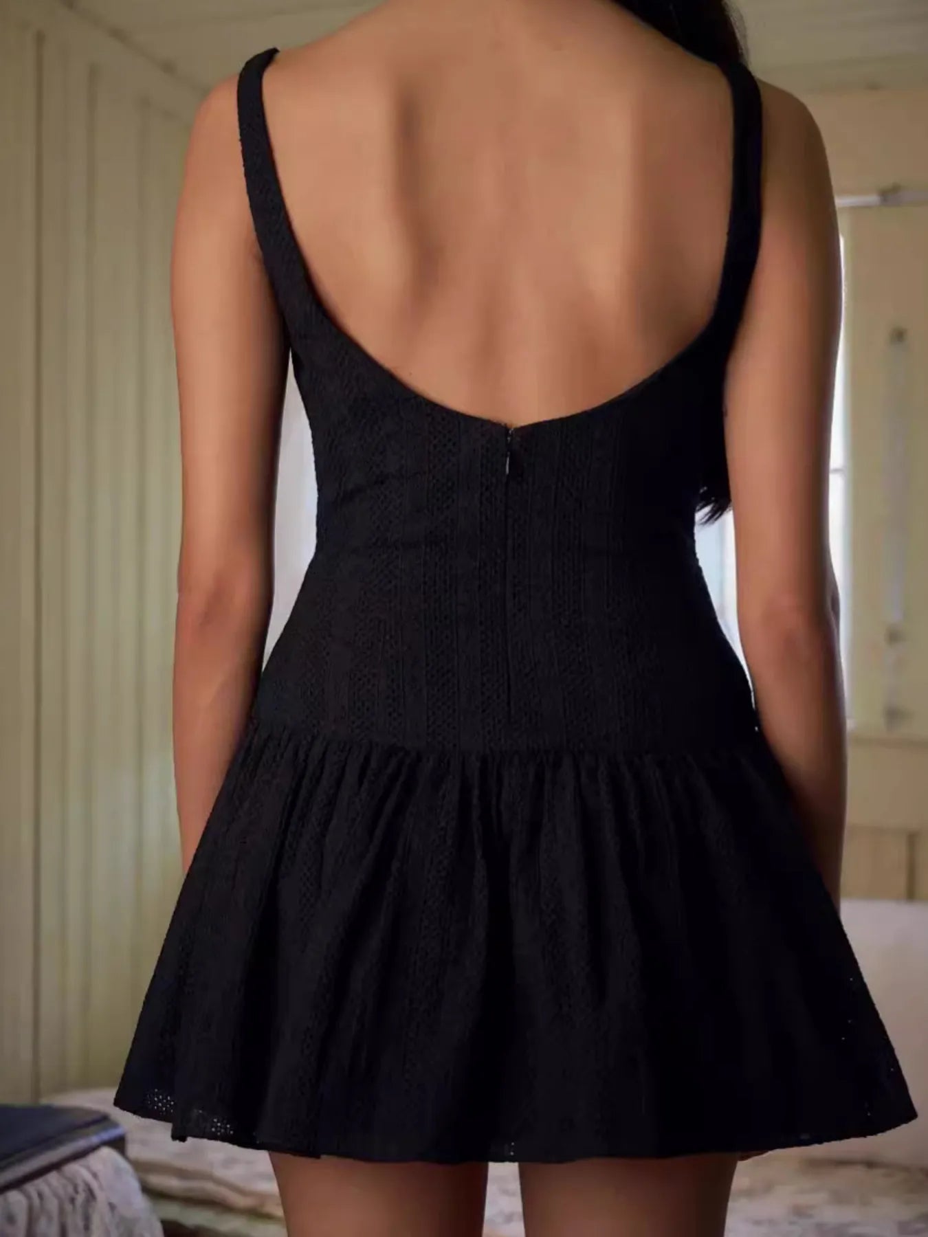 Lace Detail Sleeveless Mini Dress OutfitFlow