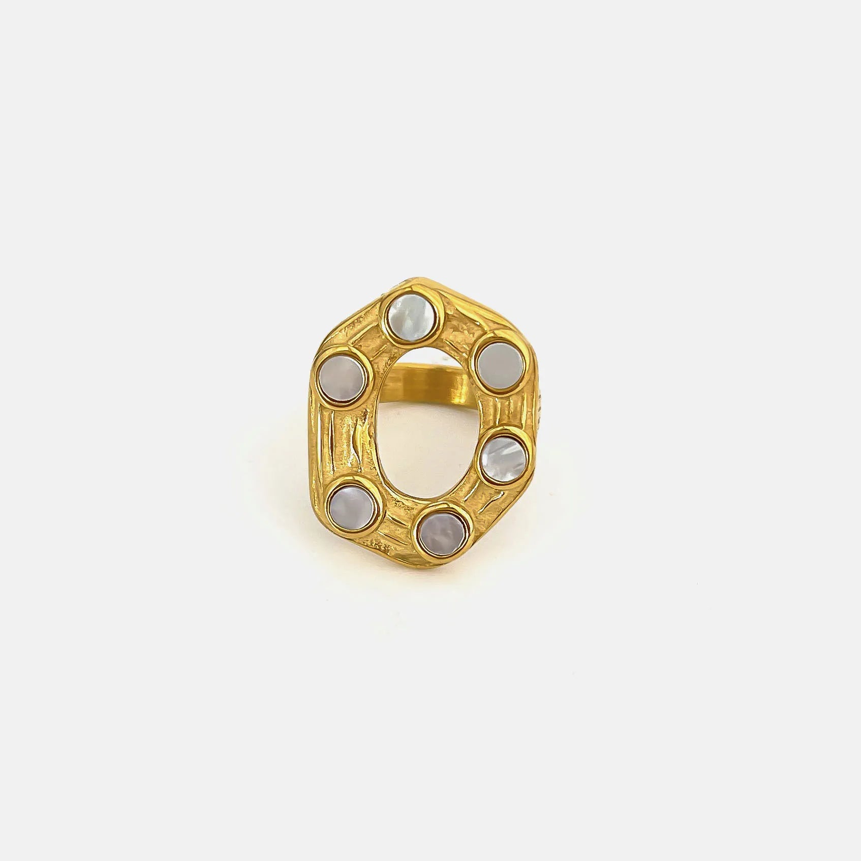 18K Gold-Plated Oval Statement Ring OutfitFlow