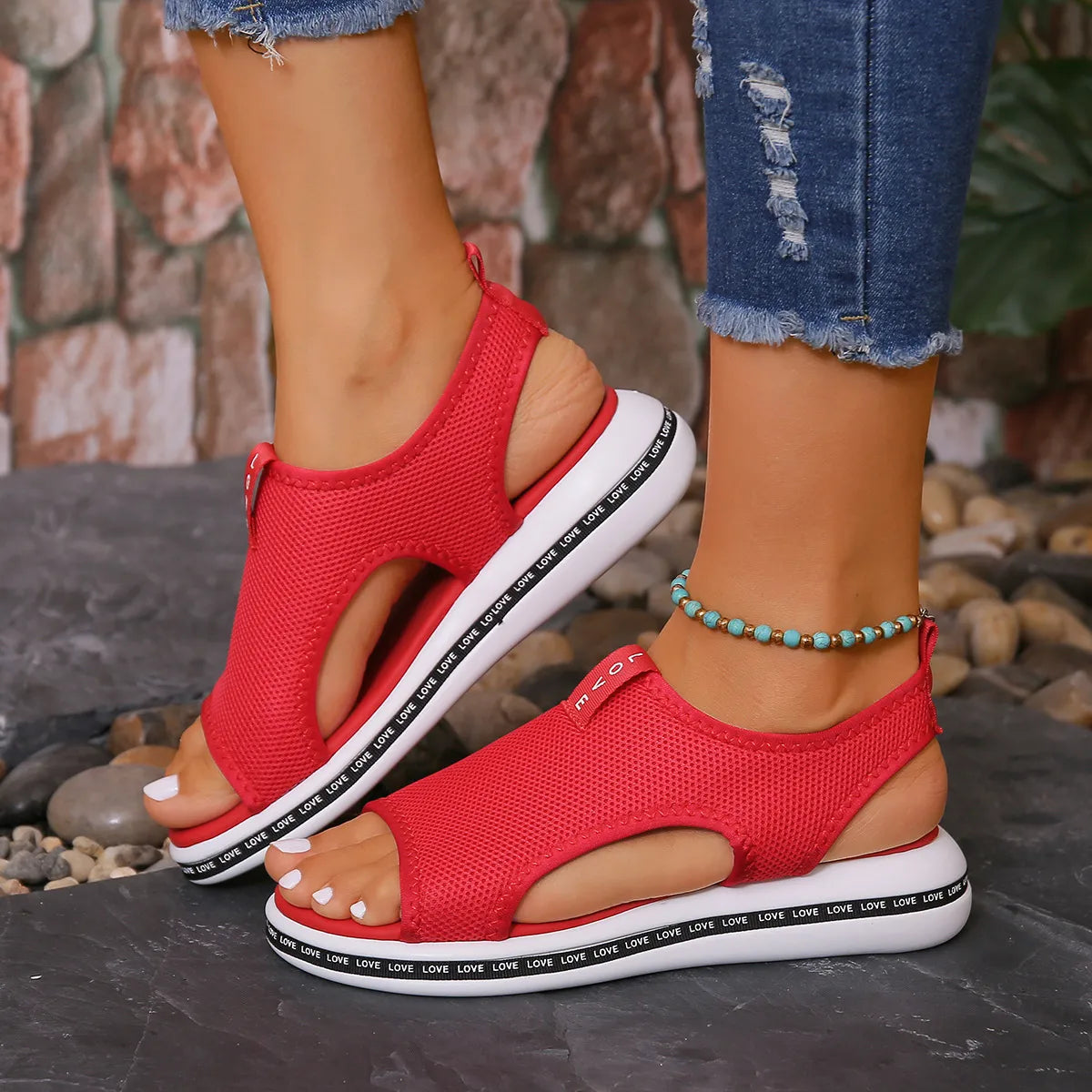 Mesh Open Toe Platform Sandals OutfitFlow