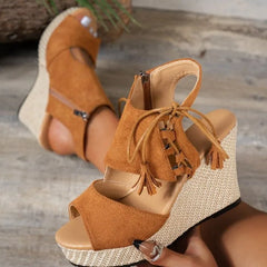 Peep Toe Wedge Sandals OutfitFlow