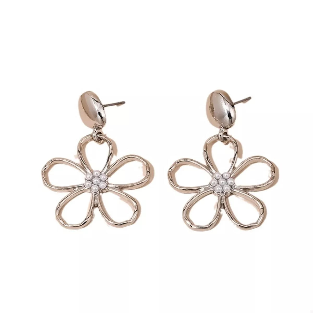 Alloy Flower Drop Earrings OutfitFlow