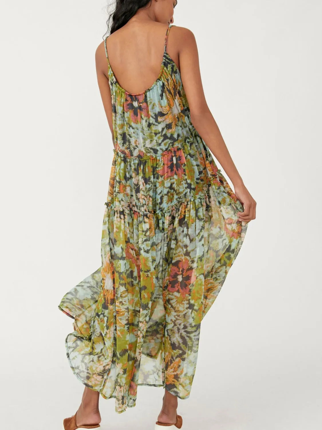 Printed V-Neck Sleeveless Dress OutfitFlow