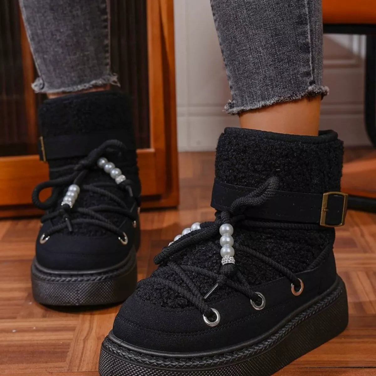 Lace Up Platform Boots Trendsi