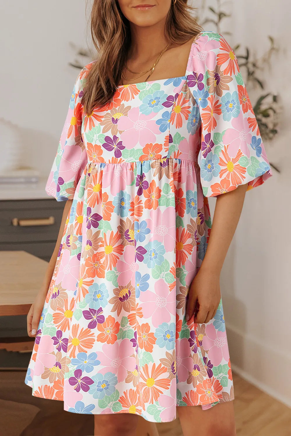 Printed Half Sleeve Mini Dress OutfitFlow