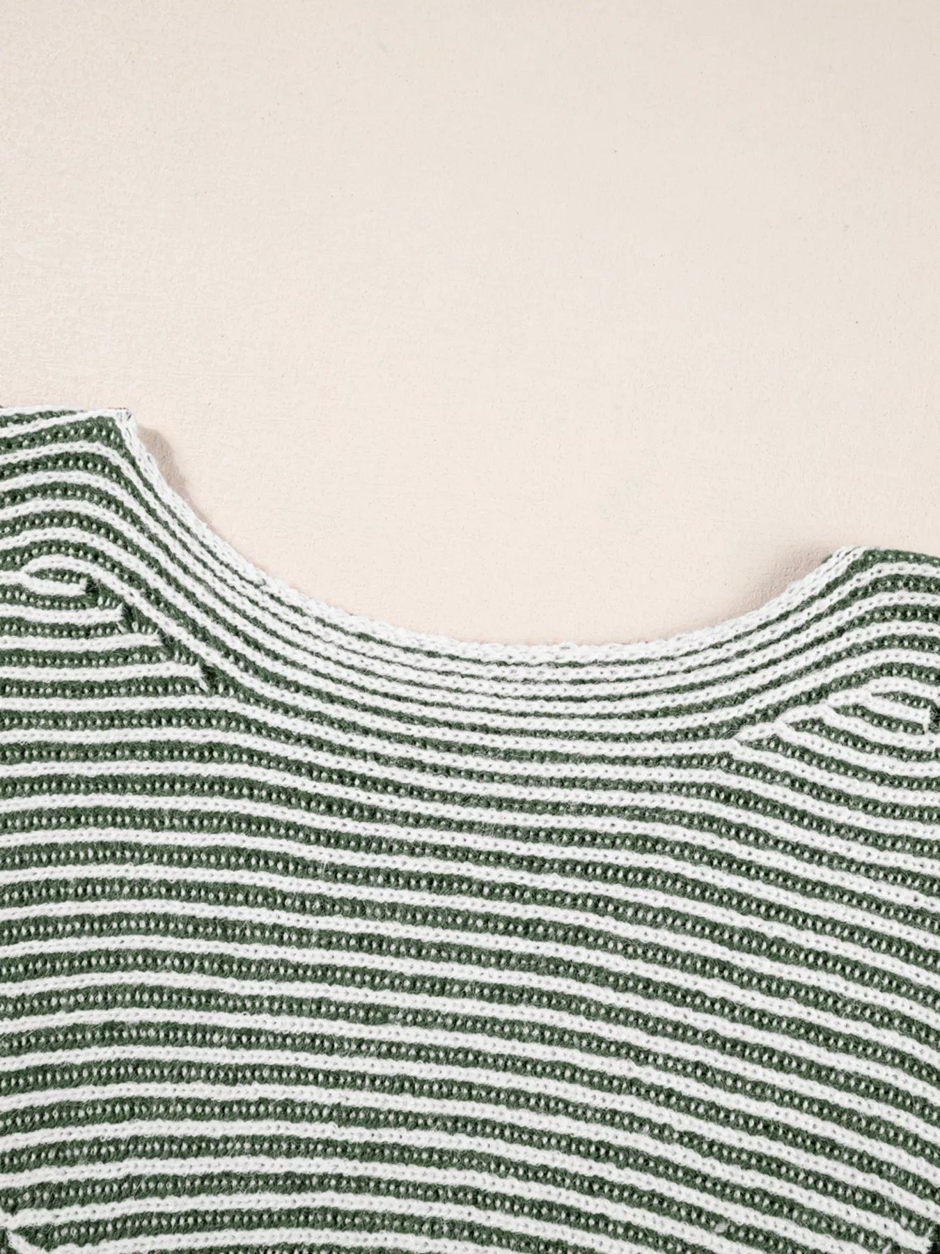 Striped Ribbed Knit Boat Neck Baggy Sweater OutfitFlow