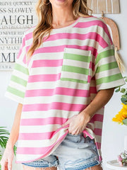 Striped Oversized Short Sleeve T-Shirt OutfitFlow