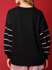 Christmas Santa Striped Long Sleeve Sweatshirt OutfitFlow