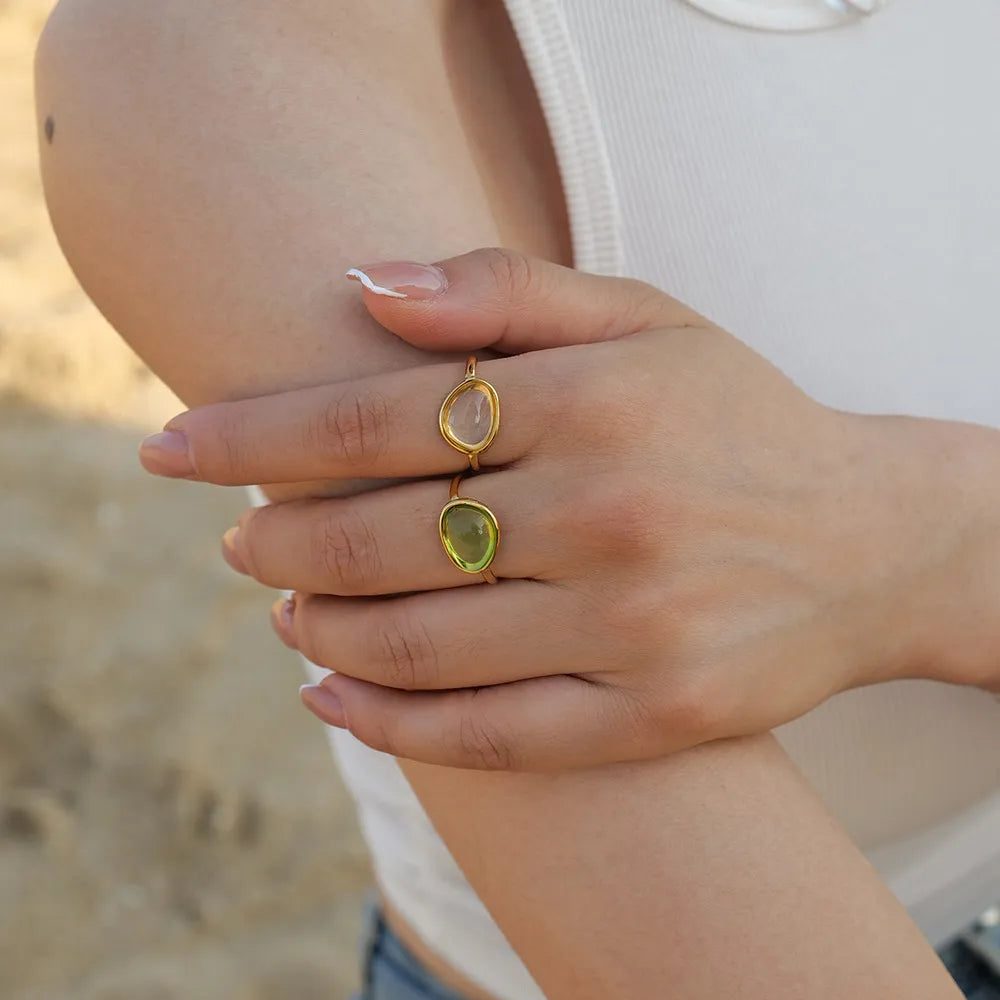 2 Piece Resin Oval Adjustable Ring OutfitFlow
