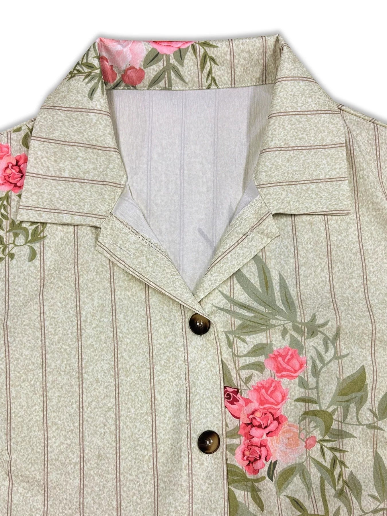 Plus Size Floral Striped Button-Down Midi Shirt Dress OutfitFlow