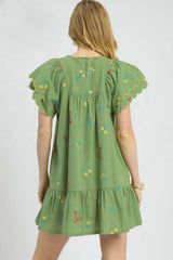 Umgee Floral Embroidered Short Sleeve Mini Dress OutfitFlow