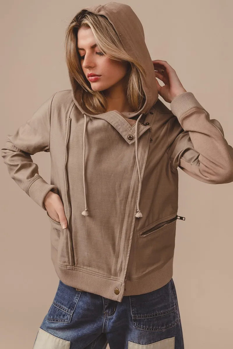 BiBi Textured Woven Rider Jacket OutfitFlow