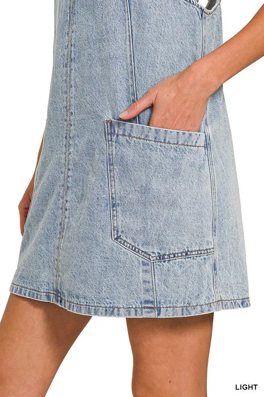 Zenana Denim Overall Mini Dress OutfitFlow