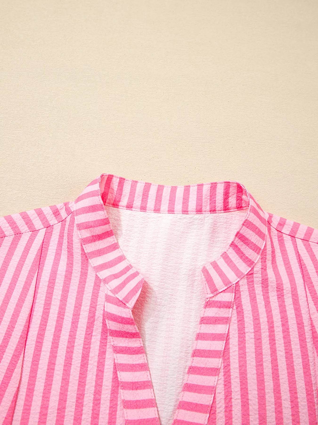 Stripe Flare Sleeve Half Placket Tiered Flowy Mini Dress OutfitFlow