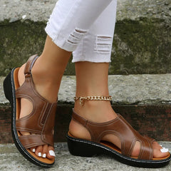 Peep Toe Flats Sandals Dark Brown OutfitFlow