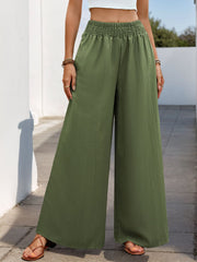 Perfee Smocked Wide Leg Pants