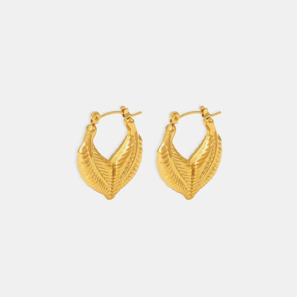 Titanium Steel Leaf Shape Earrings OutfitFlow