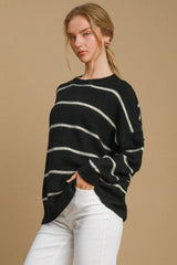 Outfit Flow - Umgee Wool Blend Striped Round Neck Sweater