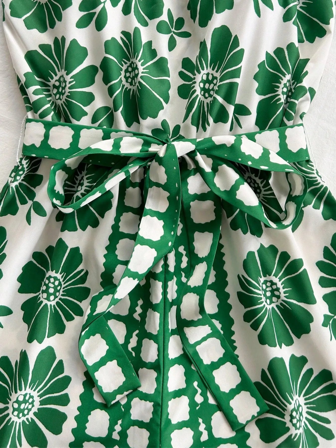 Printed Tube Tie Waist Romper OutfitFlow