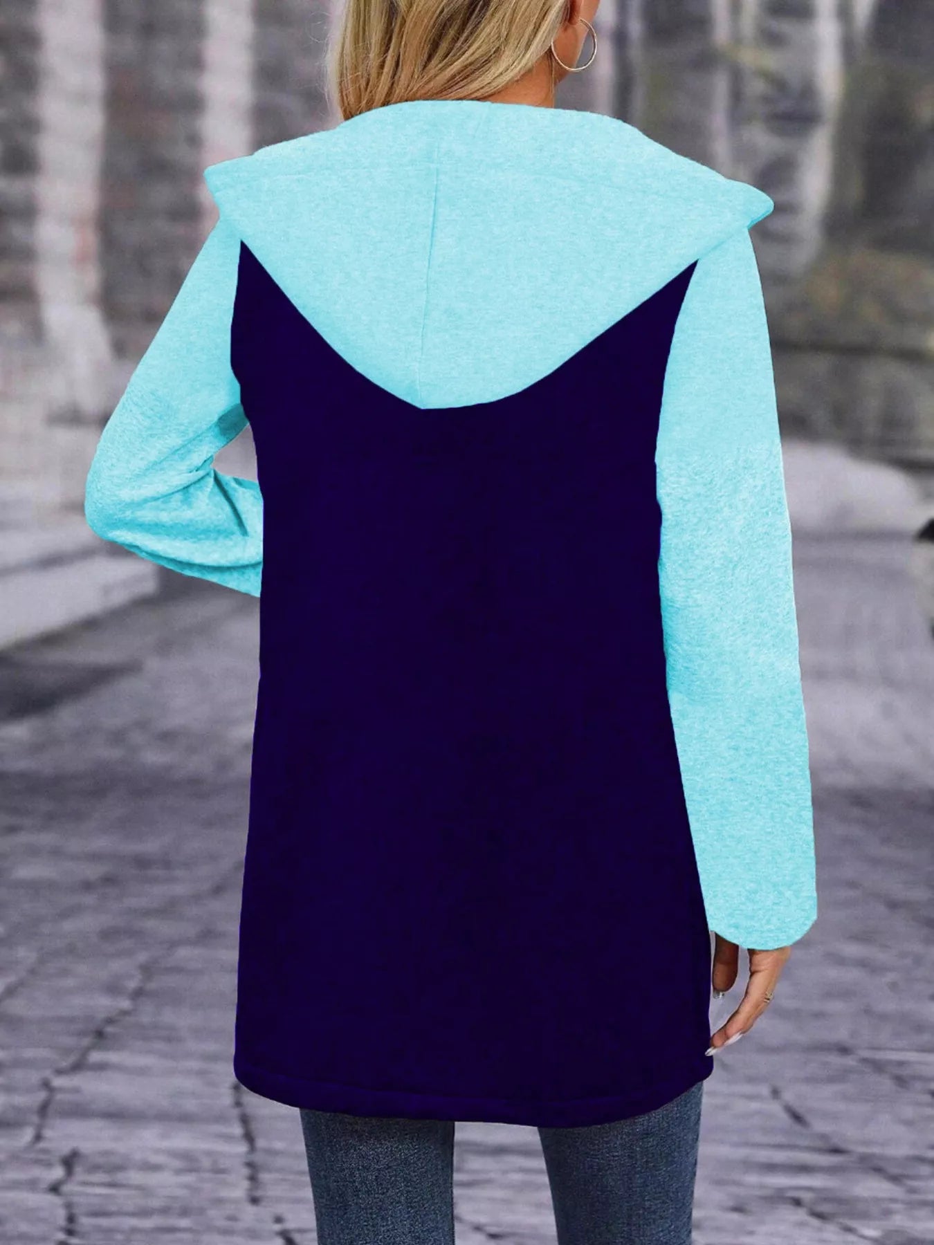 Full Size Zip Up Hooded Longline Outerwear Plus Size OutfitFlow