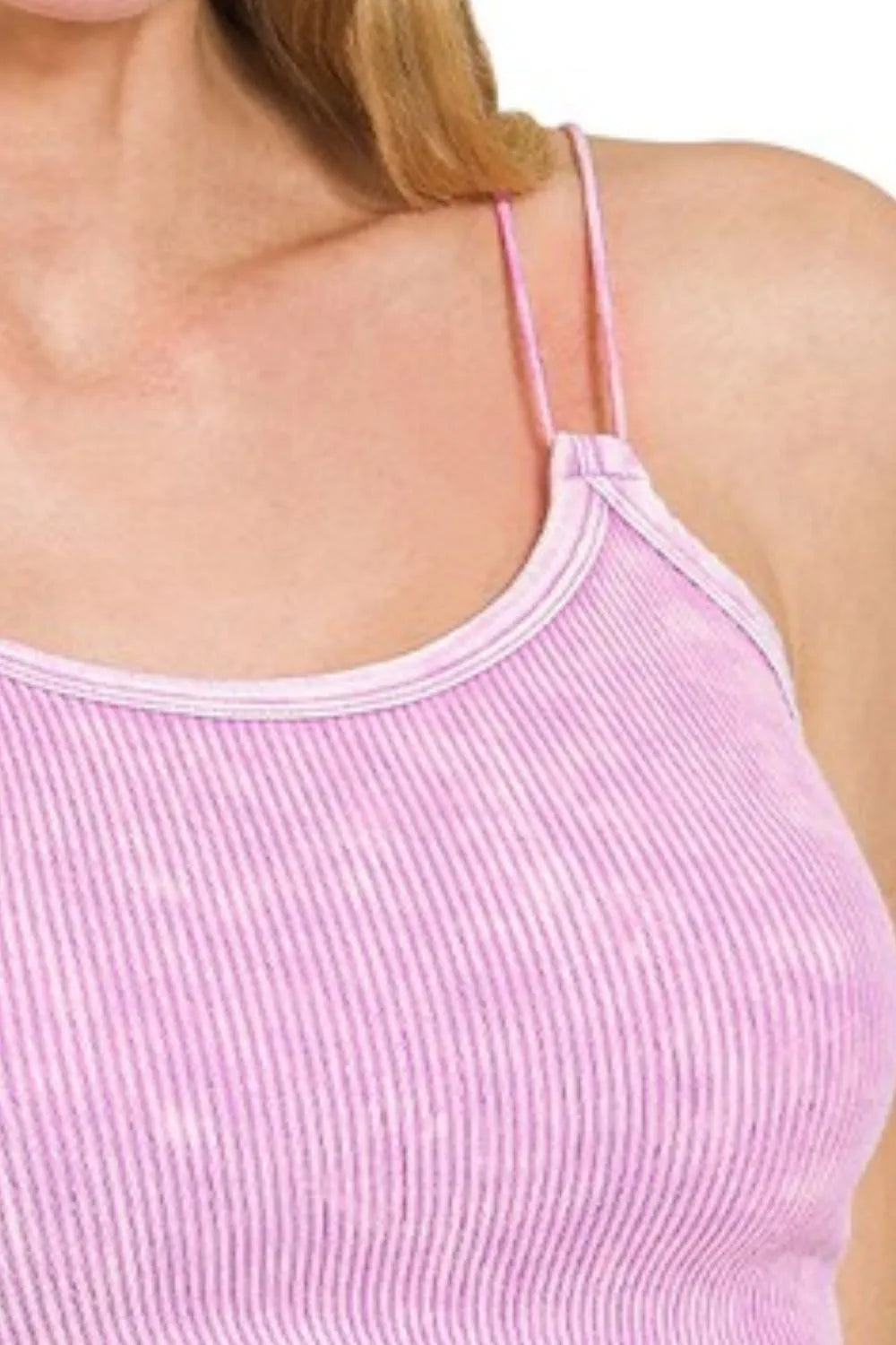 Zenana Washed Ribbed Seamless Double Strap Brami OutfitFlow