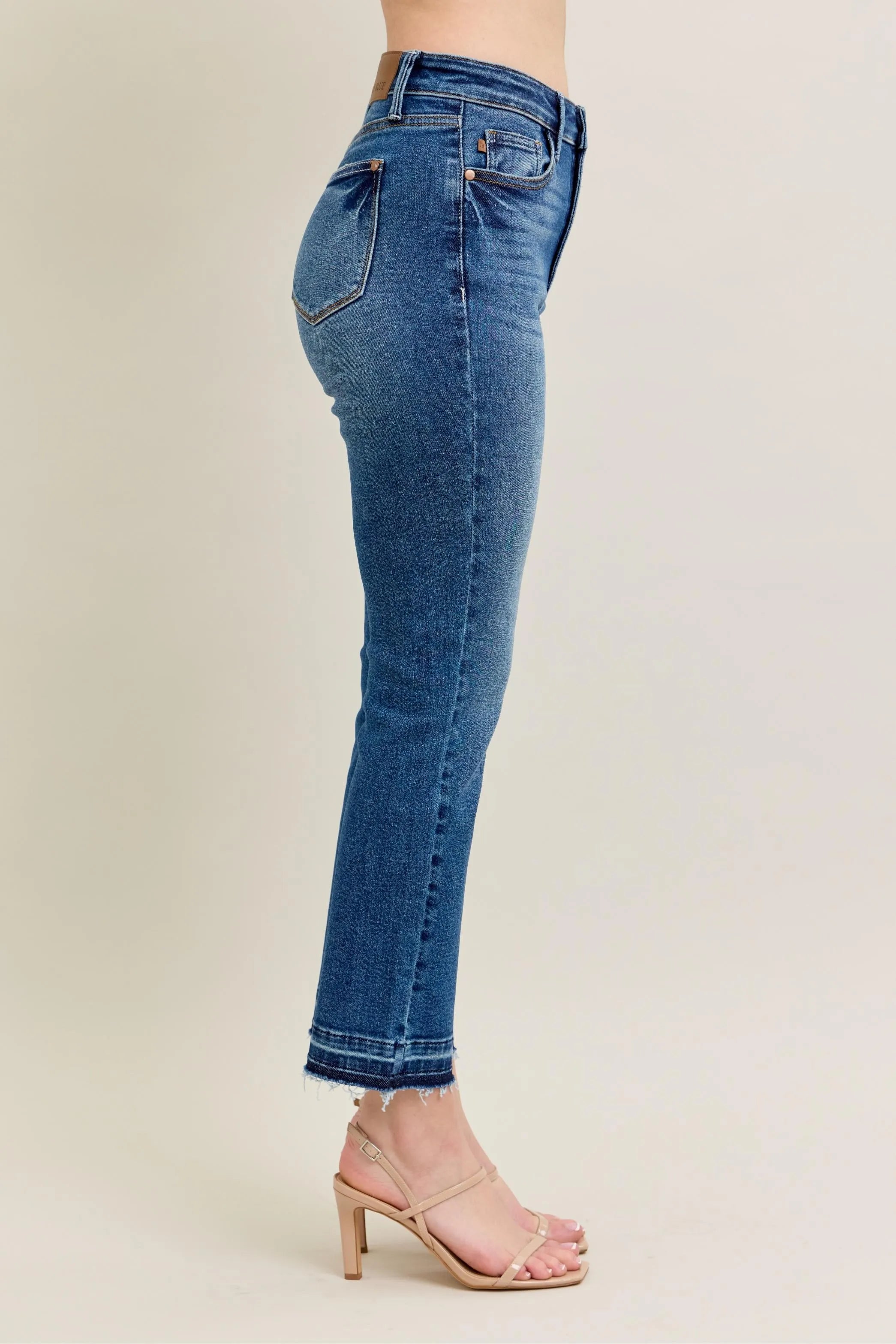 Judy Blue Full Size Hw Vintage Wash Release Hem Kick Flare Jeans Plus Size OutfitFlow