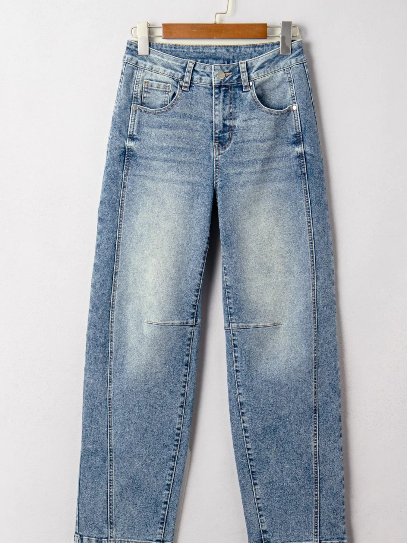 Vintage Washed Seam Detail Shift Jeans OutfitFlow