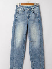 Vintage Washed Seam Detail Shift Jeans OutfitFlow