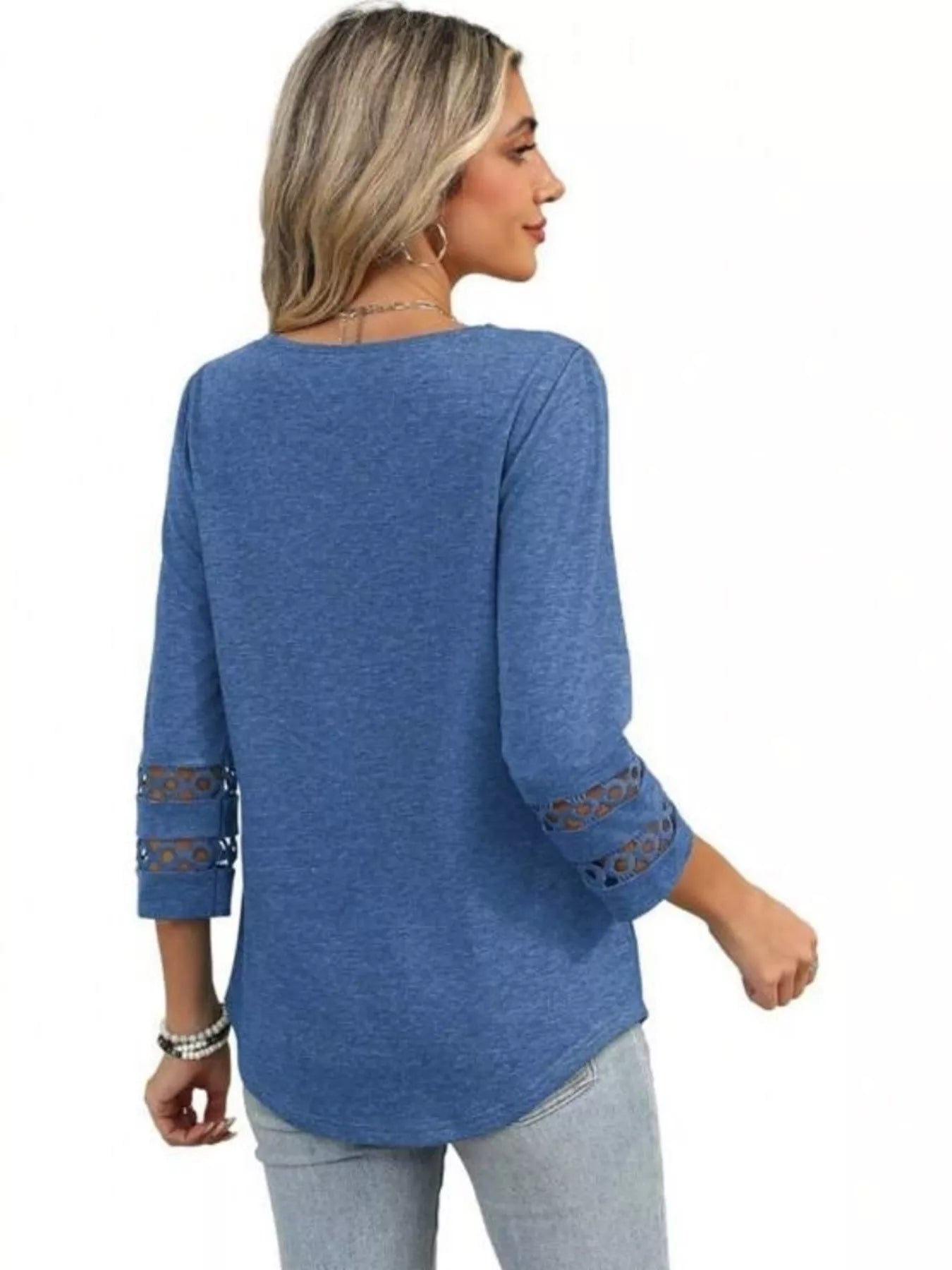 Full Size V-Neck 3/4 Sleeve T-Shirt Plus Size OutfitFlow