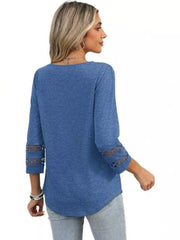 Full Size V-Neck 3/4 Sleeve T-Shirt Plus Size OutfitFlow