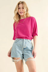 And The Why Thermal Dolman Sleeve Knit Casual Top OutfitFlow