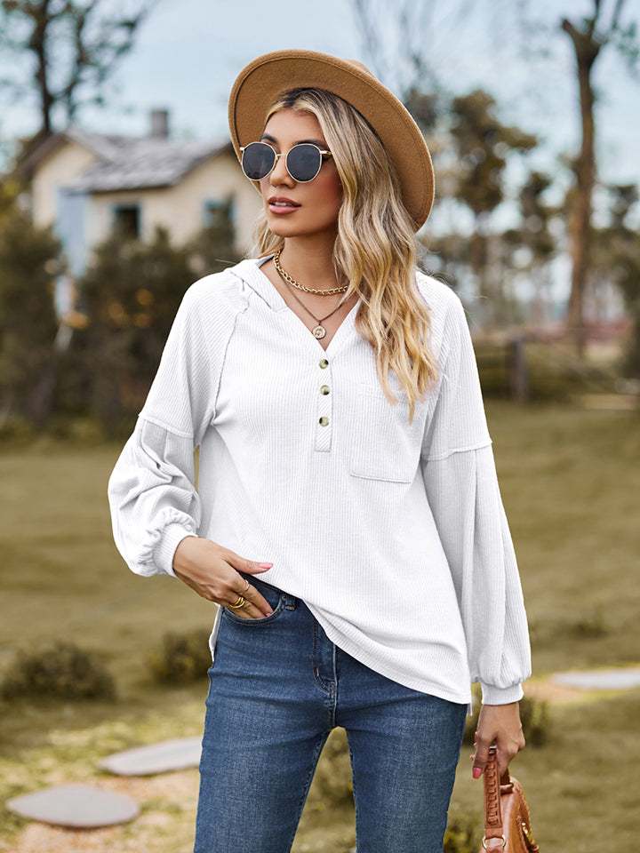 Outfit Flow - Dropped Shoulder Button-Down Hoodie