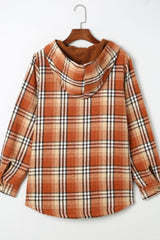 Outfit Flow - Plaid Button Up Long Sleeve Hooded Jacket