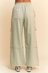 Davi & Dani Lace Patchwork Bottom Opening Adjustable Pants OutfitFlow