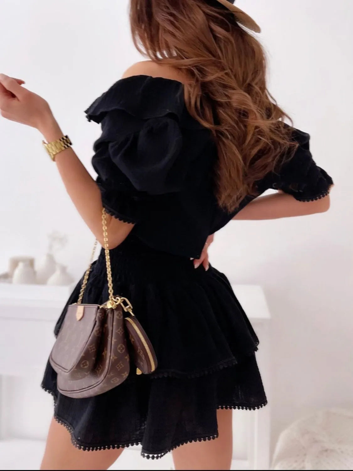 Ruffled Smocked Layered Mini Dress OutfitFlow