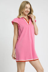 Umgee Contrast Trim Cap Sleeve Mini Dress OutfitFlow