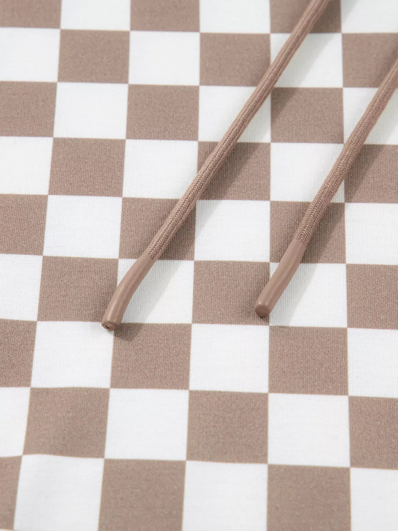 Checkered Pattern Oversized Drawstring Hoodie OutfitFlow