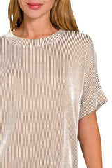 Zenana Corded Rib Short Sleeve T-Shirt OutfitFlow